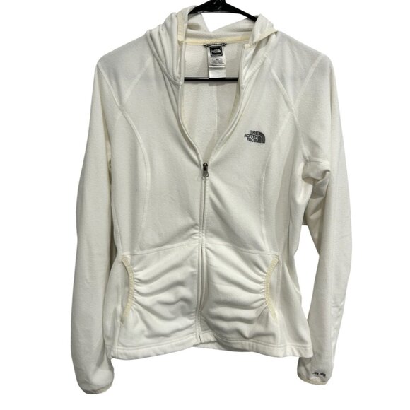 The North Face Fleece Full Zip Hoodie Jacket White Cream Sz Medium Outerwear - Picture 1 of 12